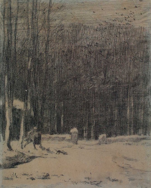 Millet_c.1853_Entrance to the forest at Barbizon in winter_(0016.20b).JPG