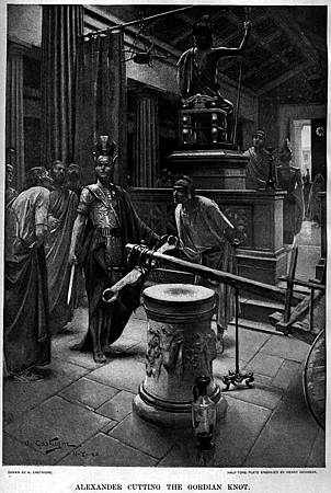 Alexander_cutting_the_Gordian_knot_by_Andre_Castaigne_(1898-1899) Alexander_cutting_the_Gordian_knot_by_Andre_Castaigne_(1898-1899)