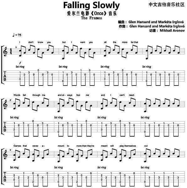 Falling Slowly吉他谱-1