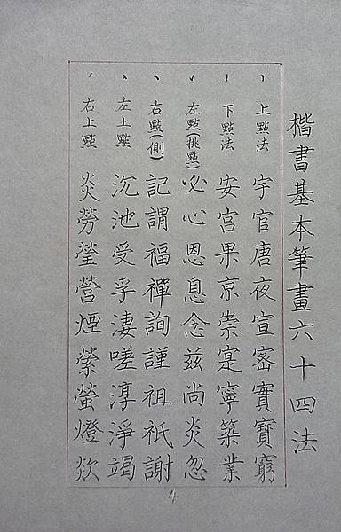 著作研究篇 ~硬筆書法(正草隸篆)-手稿之五-楷書基本筆畫六十四法-C20-C30