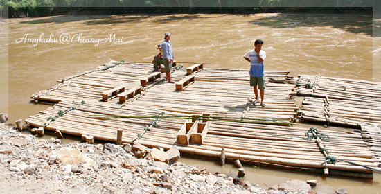 Bamboo raft taking