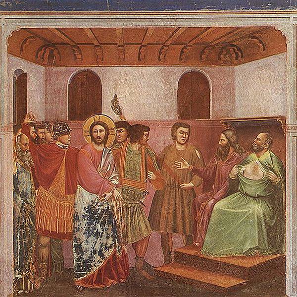 602px-Giotto_-_Scrovegni_-_-32-_-_Christ_before_Caiaphas