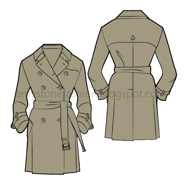 Fashion Flat Sketch Trench Coat 0150