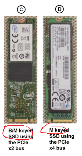 SSD M.2有分 Key-M KeyB/M 兩種