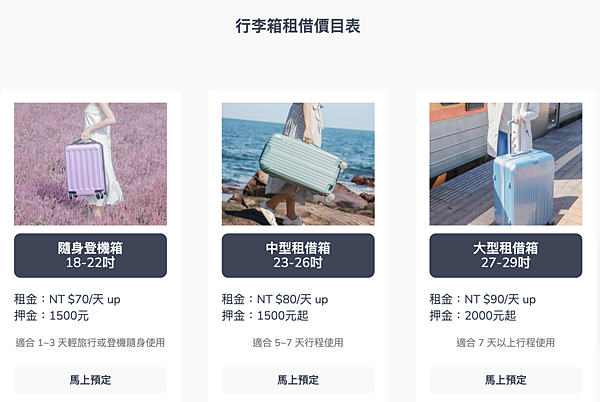 行李箱租借推薦 OROOBO 奧旅博 小中大行李箱應有盡有 