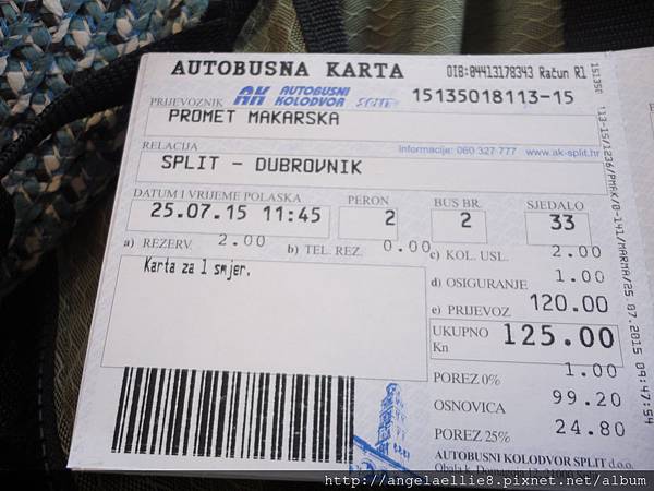 Split Dubrovnik Bus ticket