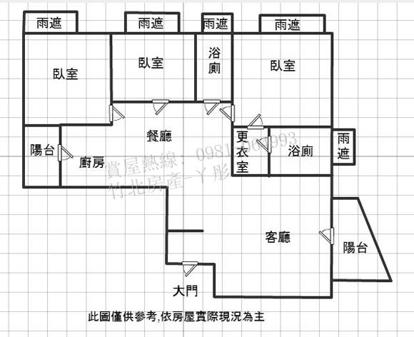 【竹北台科大】成功國中。鎏金高樓層質感3房~格局圖