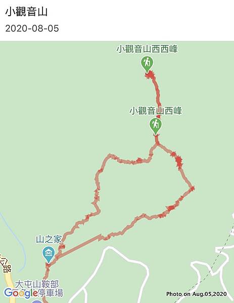 陽明山小觀音山步道軌跡圖46