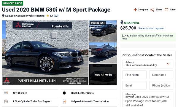 比原廠認證車更好的車:買一台2020 BMW 530,美國網 比原廠認證車更好的車:買一台2020 BMW 530,美國網