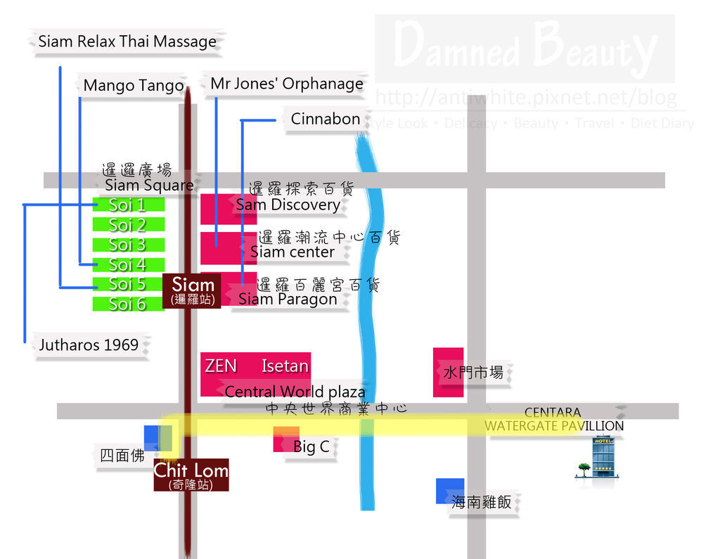 泰國曼谷必買零食購物曼谷住宿推薦方便捷運Centara Watergate Pavillion Hotel BangkokSiam Square siam center siam paragon 暹羅廣場地圖 central world big C 海南雞飯水門市場14