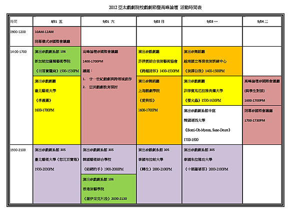 演出時間表