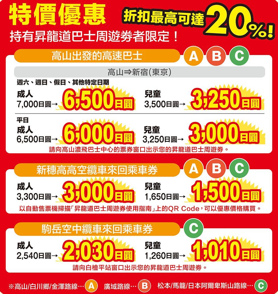 【優惠車票】昇龍道巴士周遊券、價格優惠但部分班次需事先劃位~
