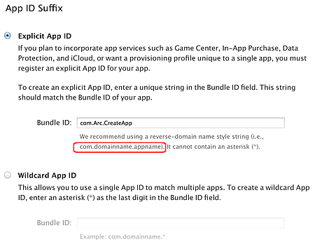 App ID Suffix - Bundle ID