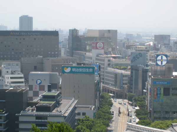 天守閣上俯瞰熊本市