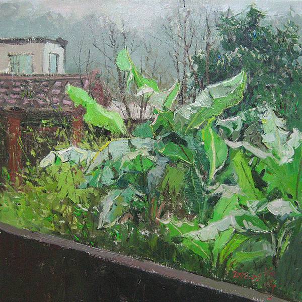 2008.02  雨天蕉葉 13S(50x50cm) 油畫 