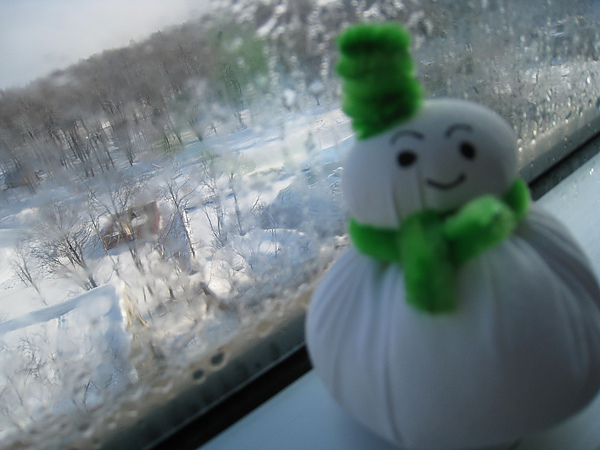 王子飯店準備的雪人，為房客祈求好天氣。據說夏天會換成晴天娃娃。