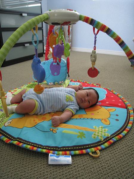 把baby gym組好給安安玩