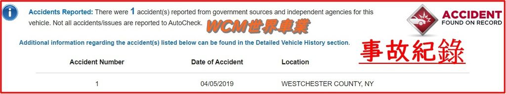 Autocheck車輛報告中的事故紀錄