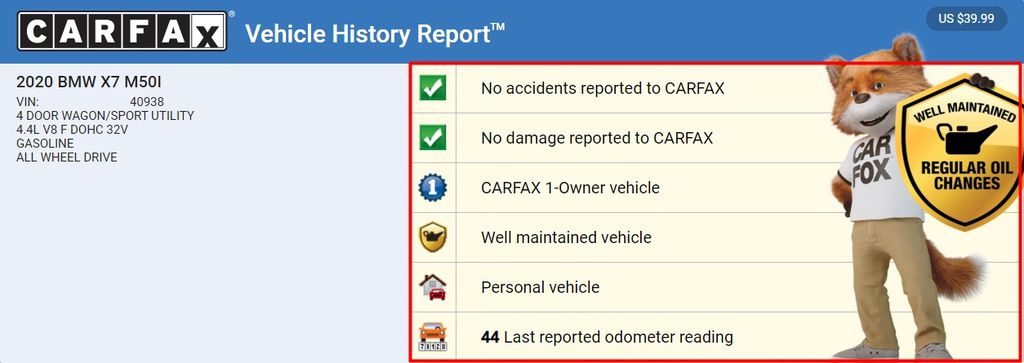 WCM世界車業代購BMW X7 M50i外匯車Carfax報告