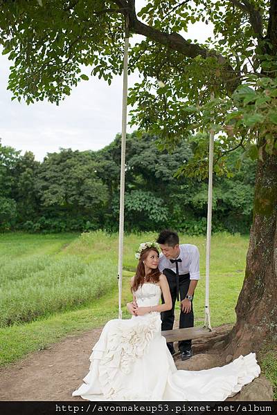 自助婚紗 浪漫長捲髮 仿鮮花 花圈 新秘雅芳