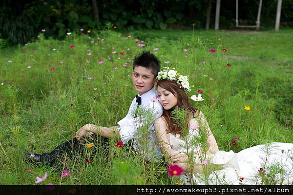 自助婚紗 浪漫長捲髮 仿鮮花 花圈 新秘雅芳