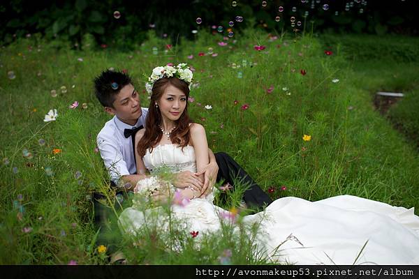 自助婚紗 浪漫長捲髮 仿鮮花 花圈 新秘雅芳