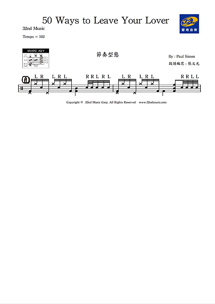 50 Ways to Leave Your Lover-節奏型態