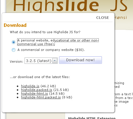 點擊圖片放大 Highslide JS