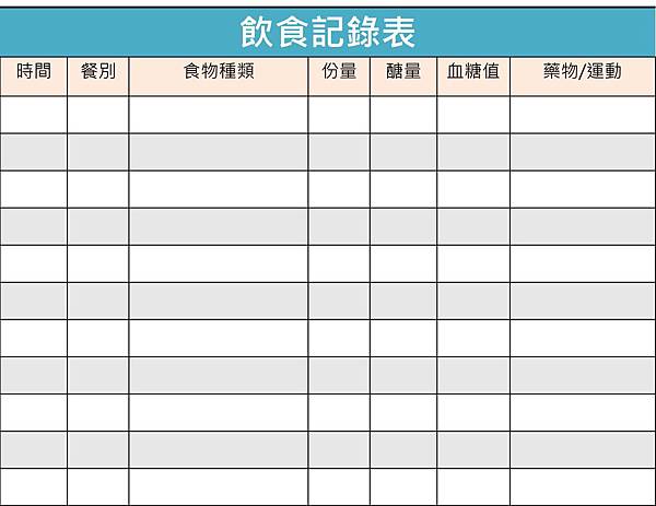 飲食記錄表(空白)