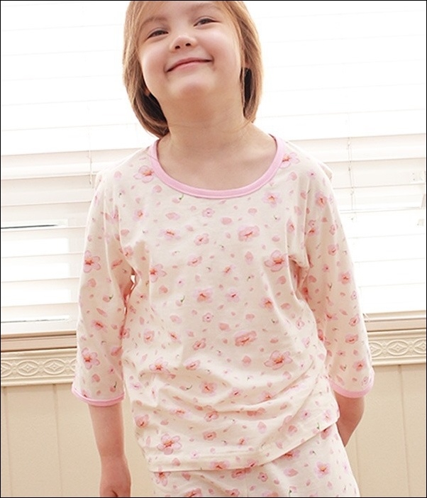 韓國withorganic有機棉春夏家居服_七分袖粉紅小花 韓國withorganic有機棉春夏家居服_七分袖粉紅小花