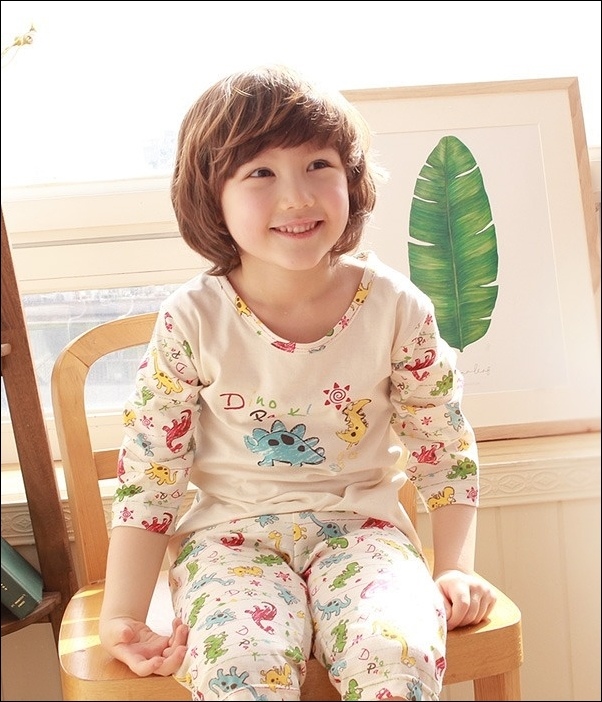 韓國withorganic有機棉春夏家居服_七分袖彩色恐龍 韓國withorganic有機棉春夏家居服_七分袖彩色恐龍