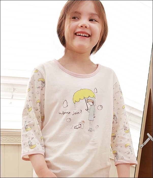 韓國withorganic有機棉春夏家居服_七分袖黃色小雨傘 韓國withorganic有機棉春夏家居服_七分袖黃色小雨傘