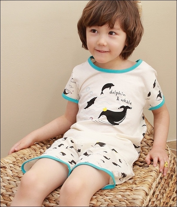 韓國withorganic有機棉春夏家居服_短袖海洋藍鯨豚 韓國withorganic有機棉春夏家居服_短袖海洋藍鯨豚