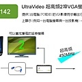 使用超高頻螢幕分配器，將電腦或筆電視訊同步顯示在近遠端螢幕與投影機，方便一般的簡報環境。