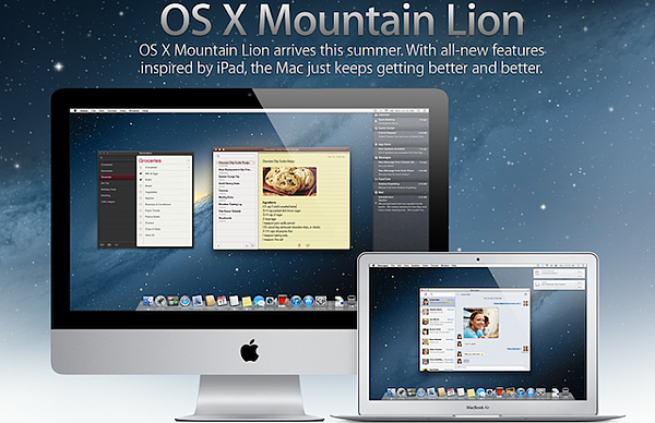 新的 Mac 將會搭載 OS X Mountain Lion 作業系統