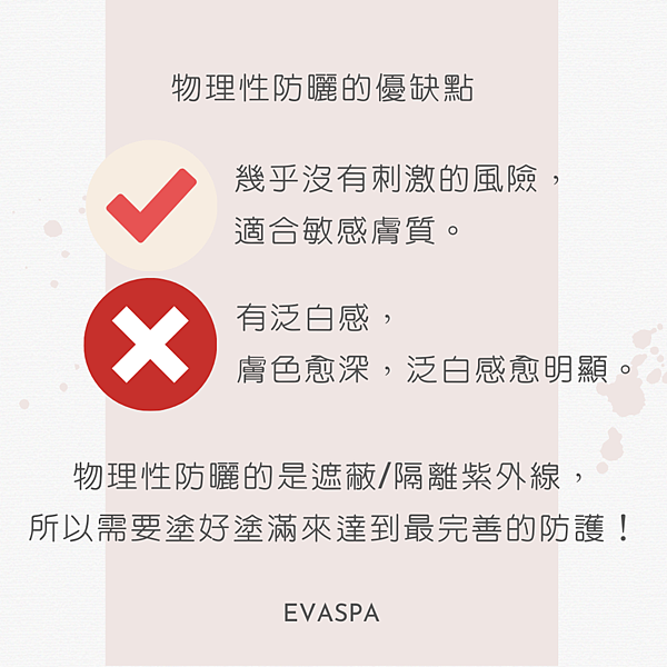 EVASPA燕仔愛漂靚 化學性防曬 V.S 物理性防曬