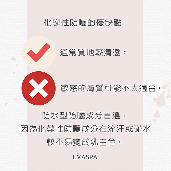 EVASPA燕仔愛漂靚 化學性防曬 V.S 物理性防曬