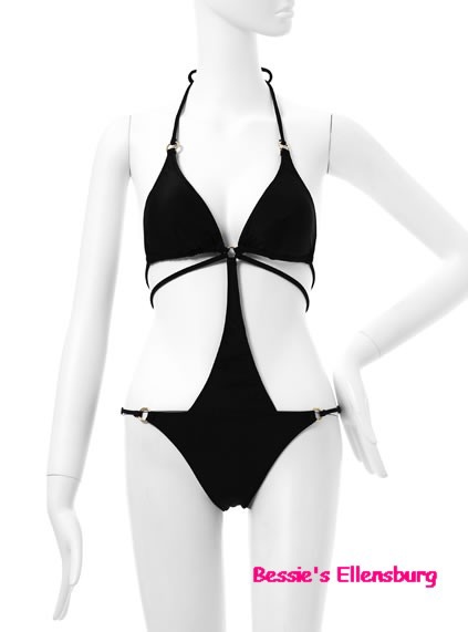 166-黑色簍空泳衣 (含頭飾) NT$1380