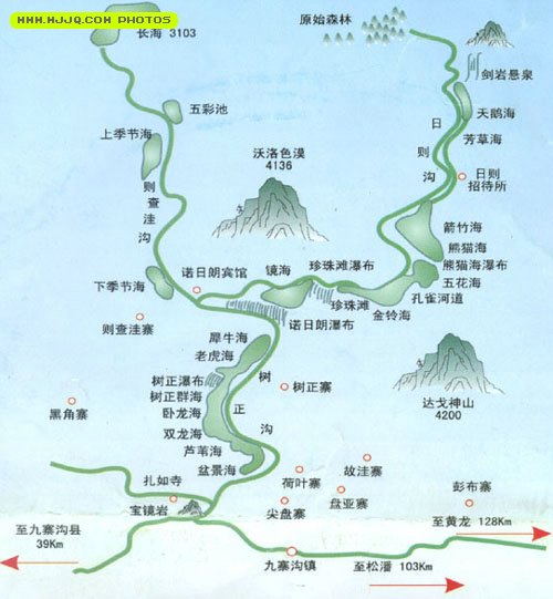 九寨溝景點導覽地圖