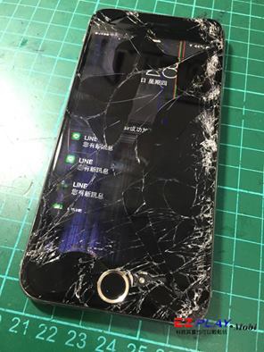 iphone 6 遭車輾過螢幕殘破不堪