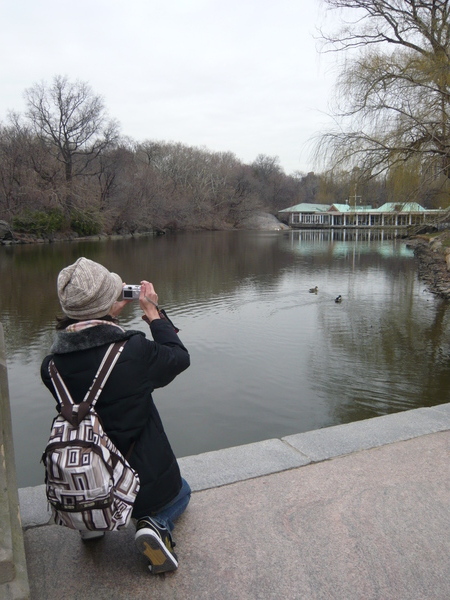 The moment of shooting. Rainy in Central Park.