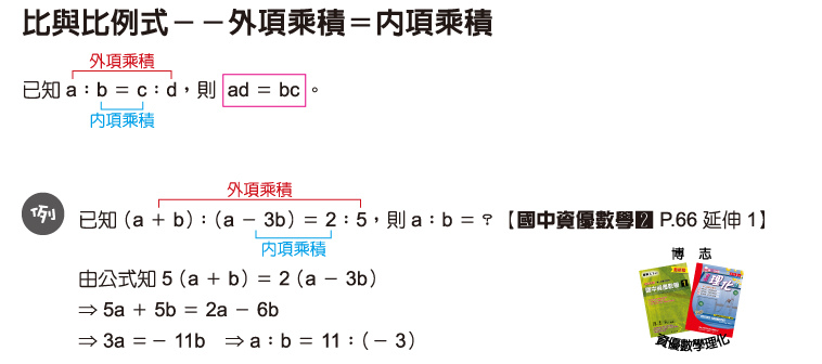 資數(2) 3-1 比與比例式－－外項乘積＝內項乘積