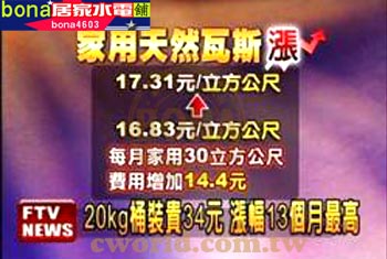 瓦斯漲價 瓦斯漲價