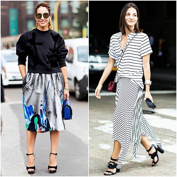 clashing prints subtle stripes outfit street style 2014