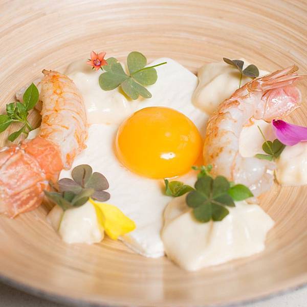 Oeuf fermier basse temperature- langoustines Oeuf fermier basse temperature- langoustines