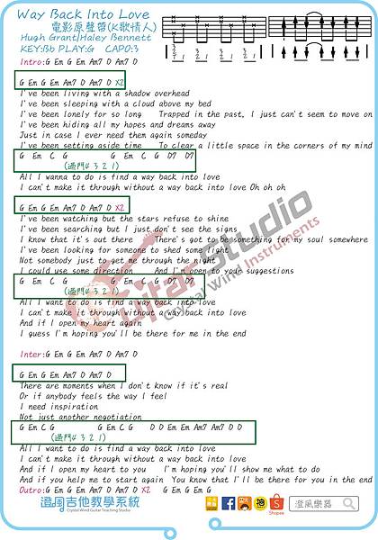 澄風吉他教學系統吉他譜 Hugh Grant And Haley Bennett Way Back Into Love K歌情人 Jpg 澄風guitarman 的相簿 痞客邦