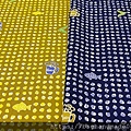 印花棉布:【小貝殼(小魚/啤酒)】黃色/深藍色～