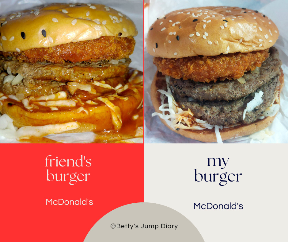 ▲韓味雙牛魷魚堡/ 圖片來源：Betty's Jump Diary&Canva