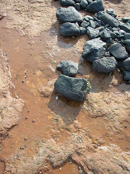 赤嶼下的岩層是紅色的.是因為鐵質氧化而形成的