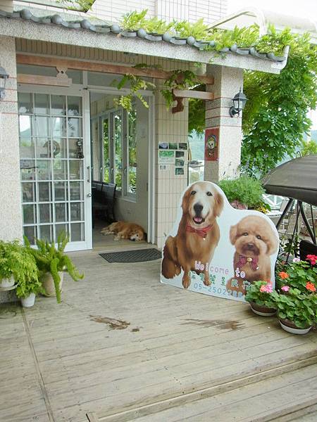 咦~~這招牌好可愛.這可是民宿的店狗喔!